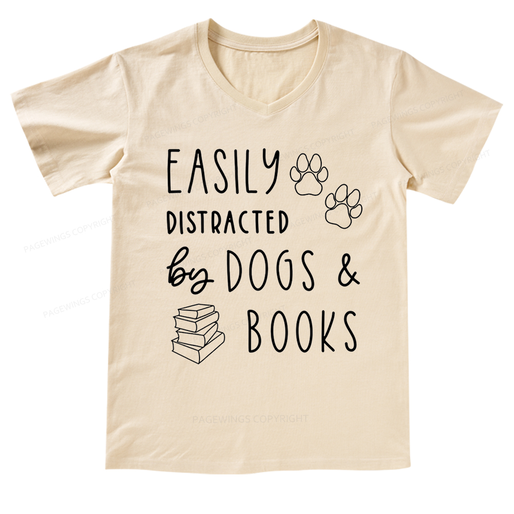 Pagewings Dogs And Books V-neck T-shirt