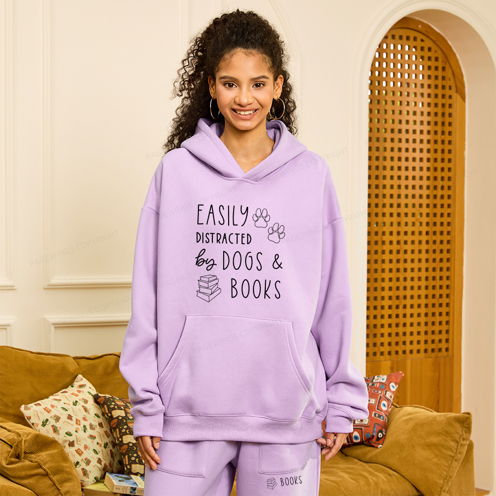 Pagewings Dogs And Books Unisex Fleece Hoodie Set