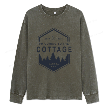 Pagewings Coming To The Cottage Unisex Washed Long Sleeve T-shirt