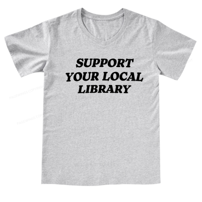 Pagewings Support Your Local Library V-neck T-shirt