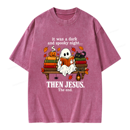 Pagewings It Was A Dark And Spooky Night Unisex Washed T-shirt