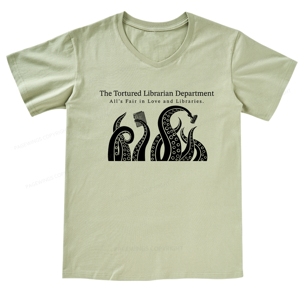 Pagewings The Tortured Librarian Department V-neck T-shirt 