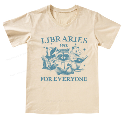 Pagewings Libraries Are For Everyone V-neck T-shirt