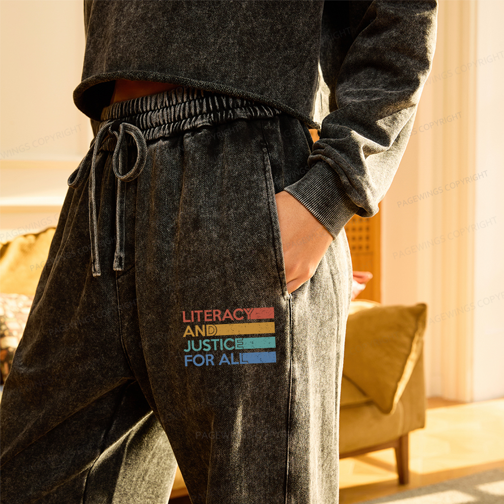 Pagewings Literacy and Justice For All Unisex Washed Sweatpants
