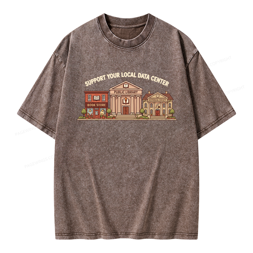 Pagewings Support Your Local Data Center Unisex Washed T-shirt