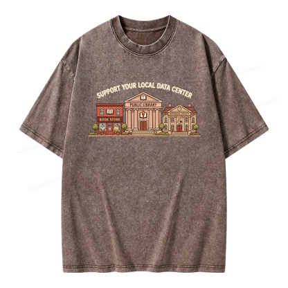 Pagewings Support Your Local Data Center Unisex Washed T-shirt