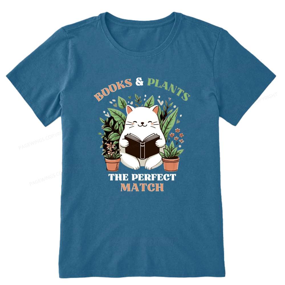 Pagewings Books And Plants - The Perfect Match T-Shirt Unisex Classic 
