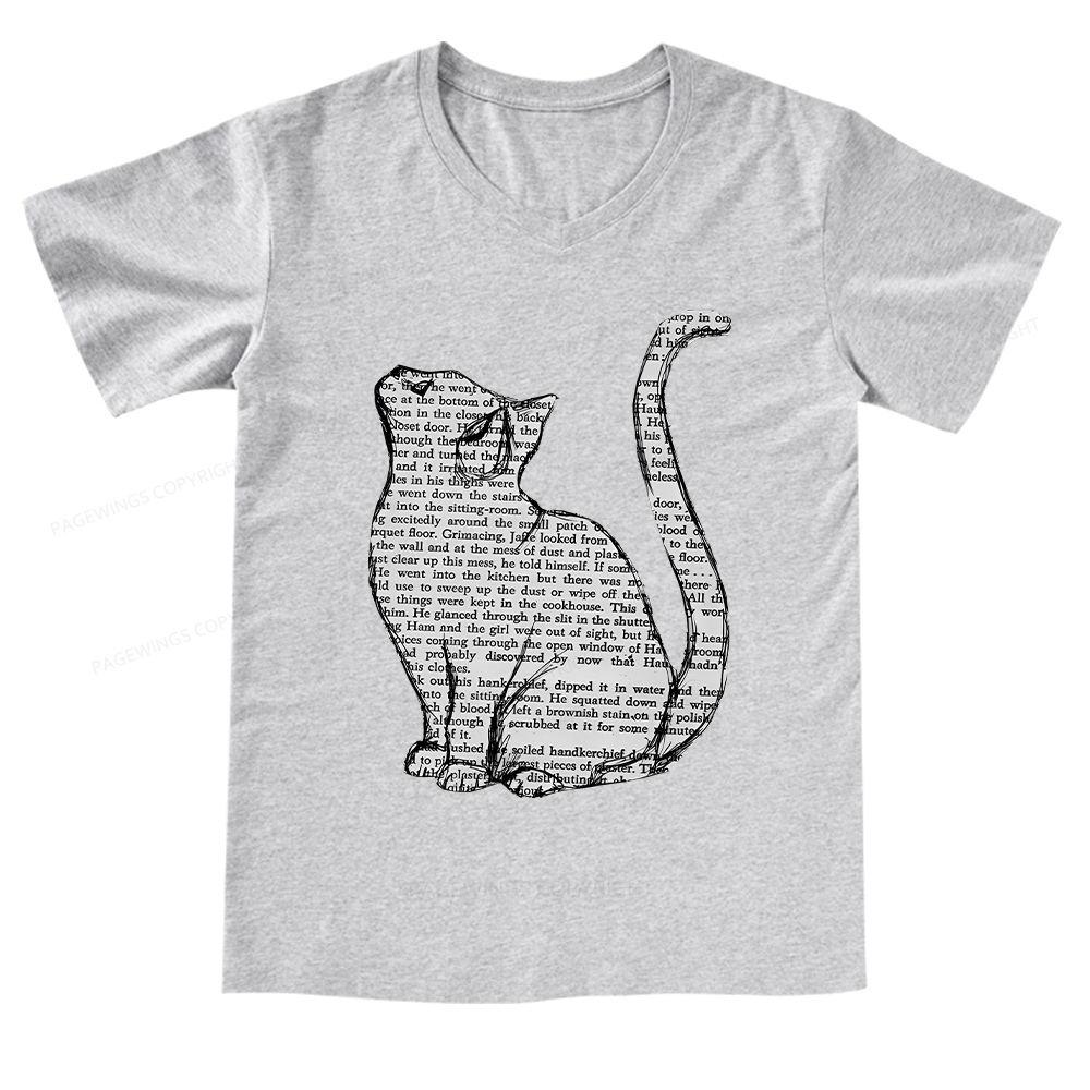 Pagewings Lots Of Books And Cute Cats V-neck T-shirt
