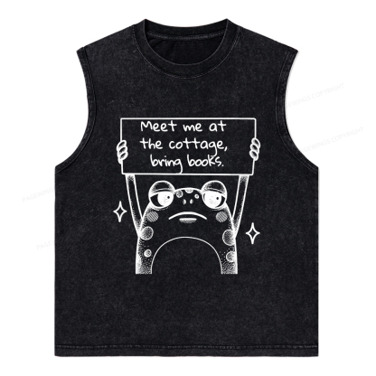 Pagewings Meet Me At The Cottage Bring Books Unisex Washed Tank Top
