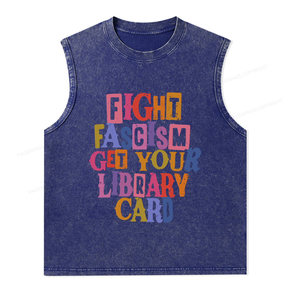 Pagewings Get Your Library Card Unisex Washed Tank Top