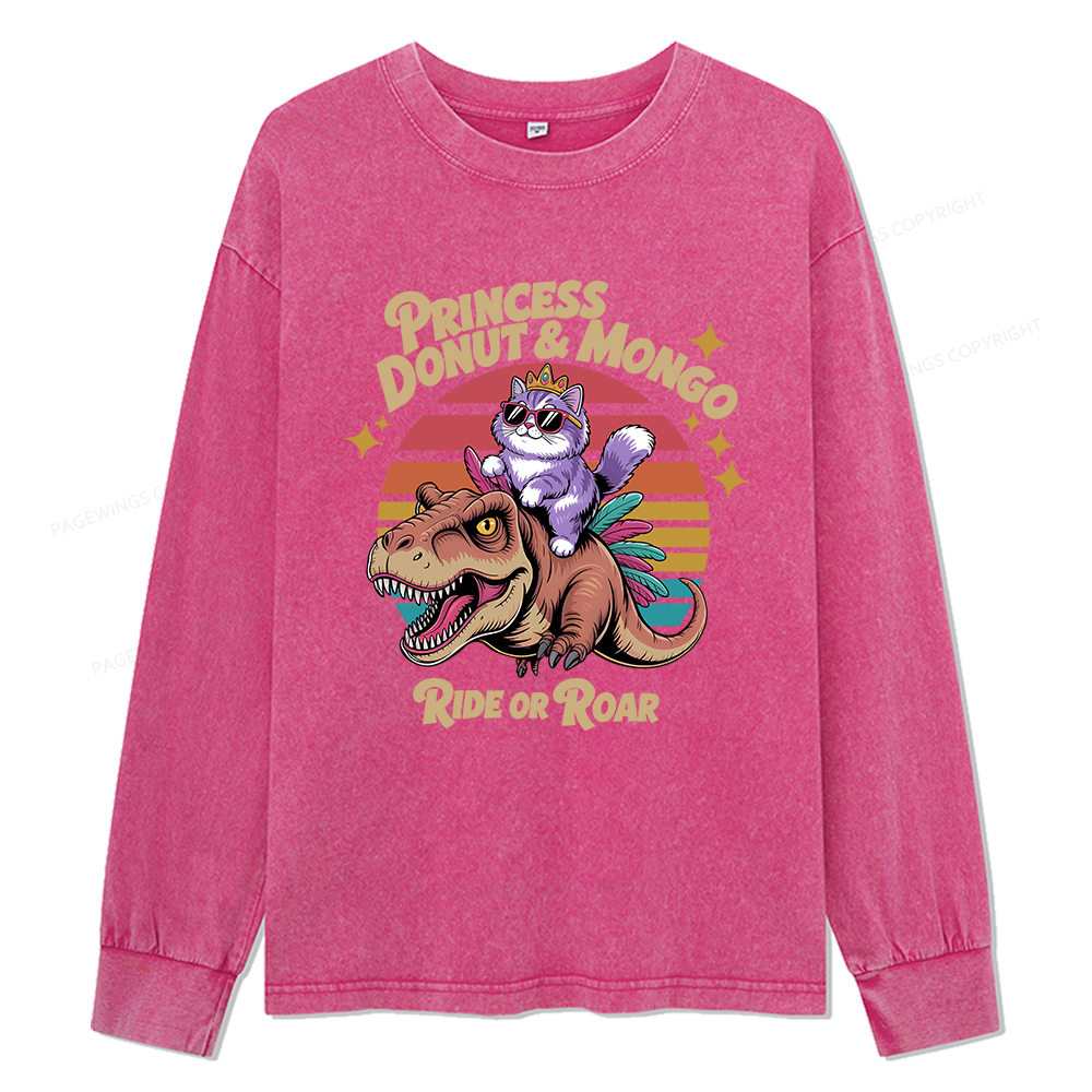 Pagewings Princess Donut & Mongo Unisex Washed Long Sleeve T-shirt
