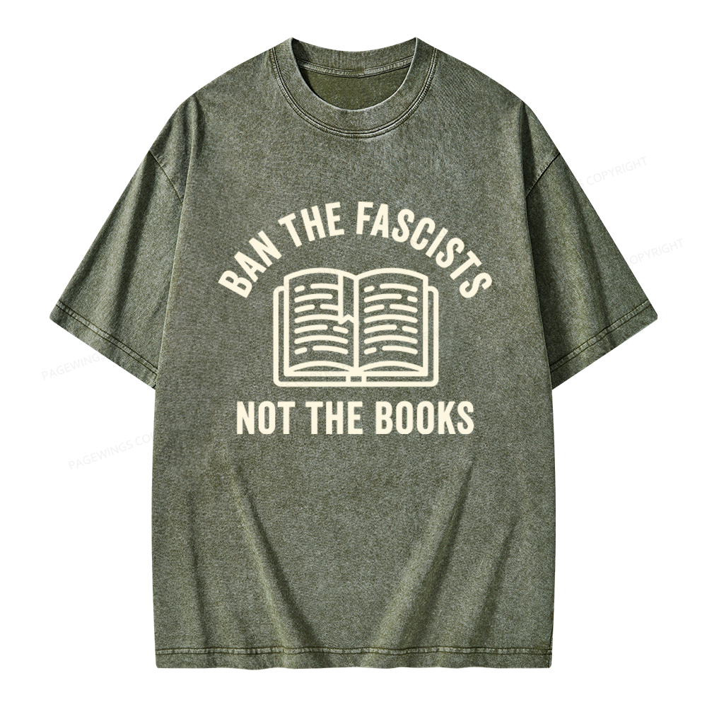 Pagewings Ban Fascists Not Books Unisex Washed T-shirt