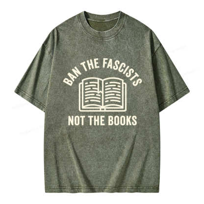 Pagewings Ban Fascists Not Books Unisex Washed T-shirt