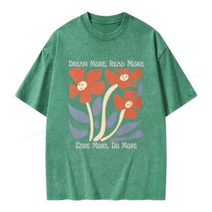 Pagewings Dream More Read More Unisex Washed T-shirt