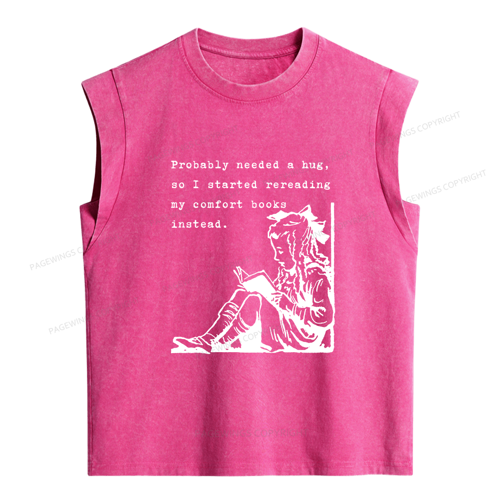 Pagewing My Comfort Books Instead Women's Washed Tank Top