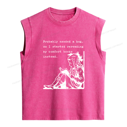 Pagewing My Comfort Books Instead Women's Washed Tank Top