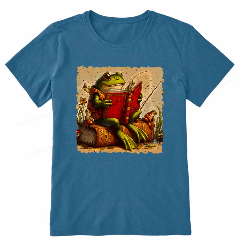 Pagewings Toad Fishing Book Reading Book Unisex Classic T-shirt