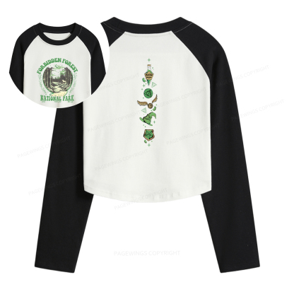 Pagewings Forbidden Forest Women Long Sleeve Crop Raglan T-shirt