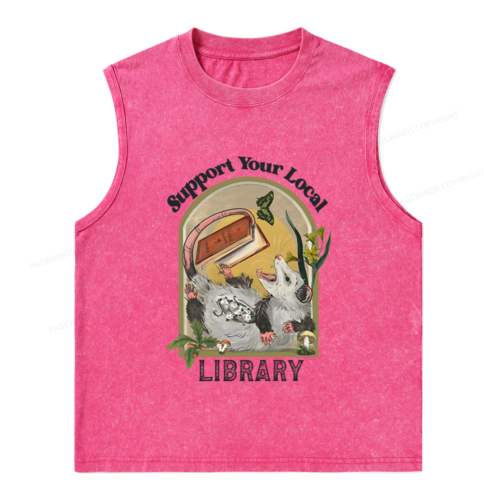 Pagewings Library Readers Make Leaders Jersey Short Sleeve Unisex Washed Tank Top
