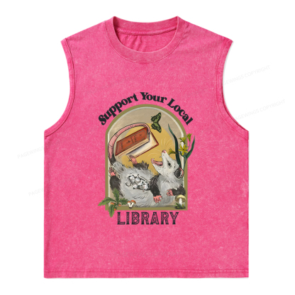 Pagewings Library Readers Make Leaders Jersey Short Sleeve Unisex Washed Tank Top