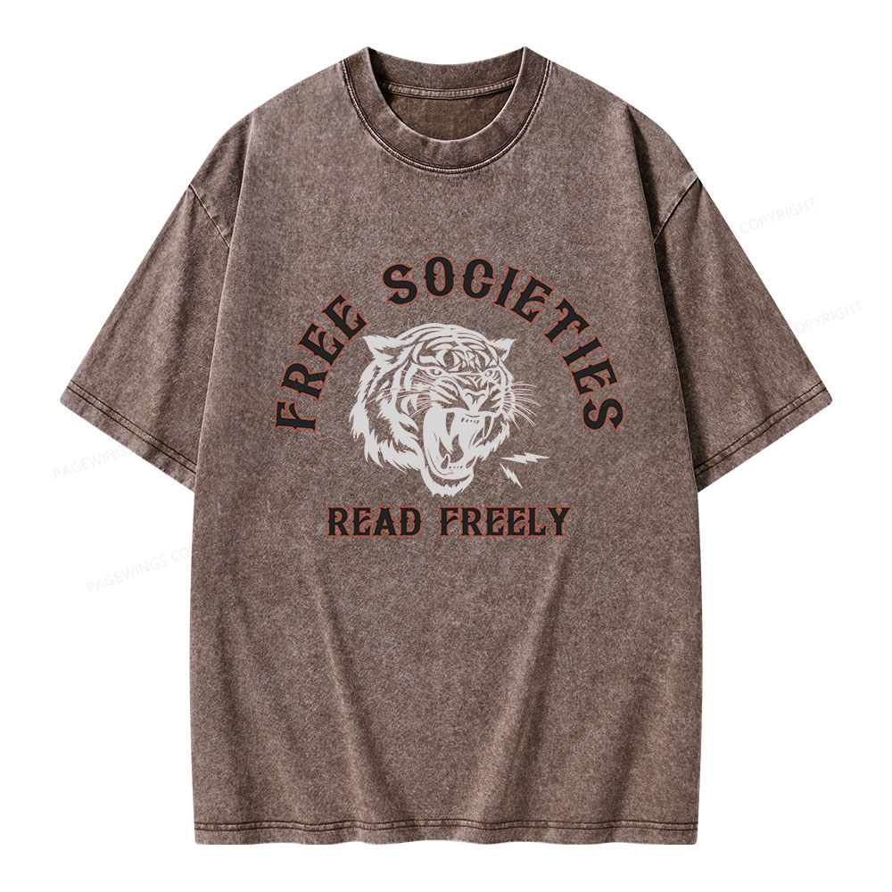 Pagewings Free Societies Read Freely Unisex Washed T-shirt