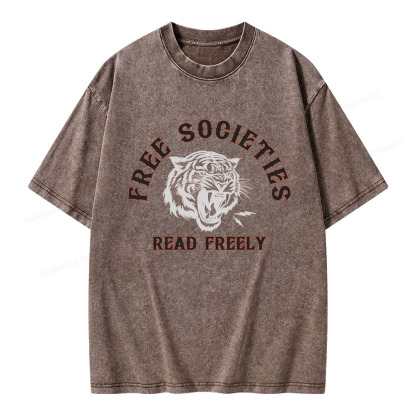 Pagewings Free Societies Read Freely Unisex Washed T-shirt