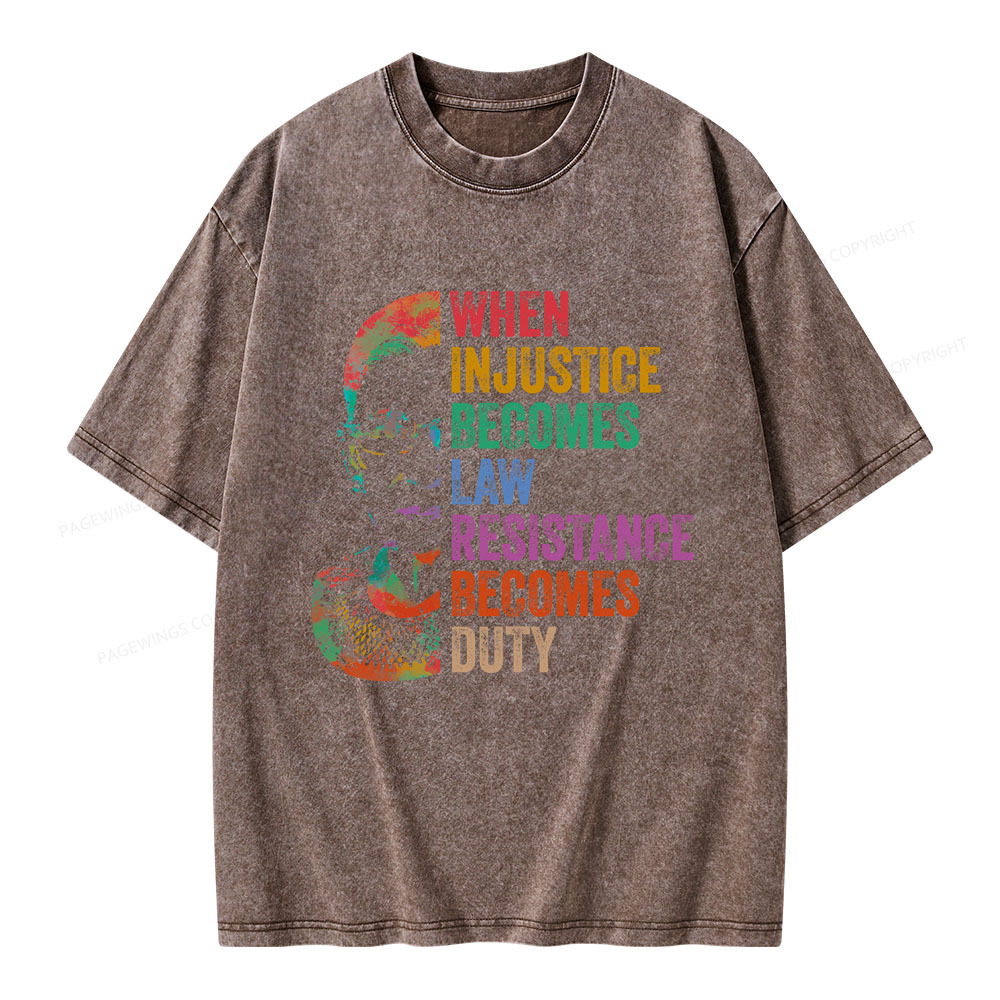 Pagewings When Injustice Becomes Law Unisex Washed T-shirt