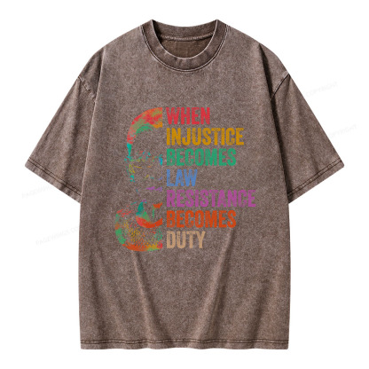 Pagewings When Injustice Becomes Law Unisex Washed T-shirt