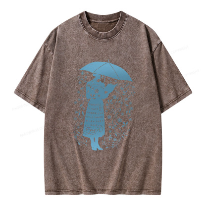 Pagewings Books Minds Umbrellas Only Work When They Are Open Unisex Washed T-shirt