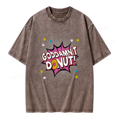 Pagewings Goddamnit Donut Unisex Washed T-shirt