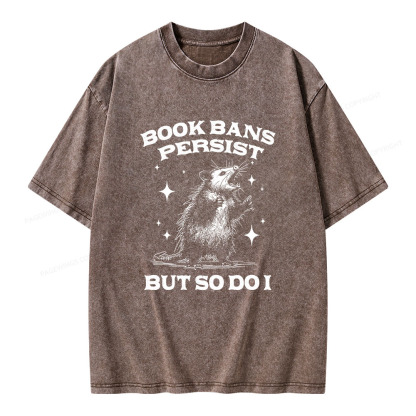 Pagewings Book Bans Persist But So Do I Unisex Washed T-shirt