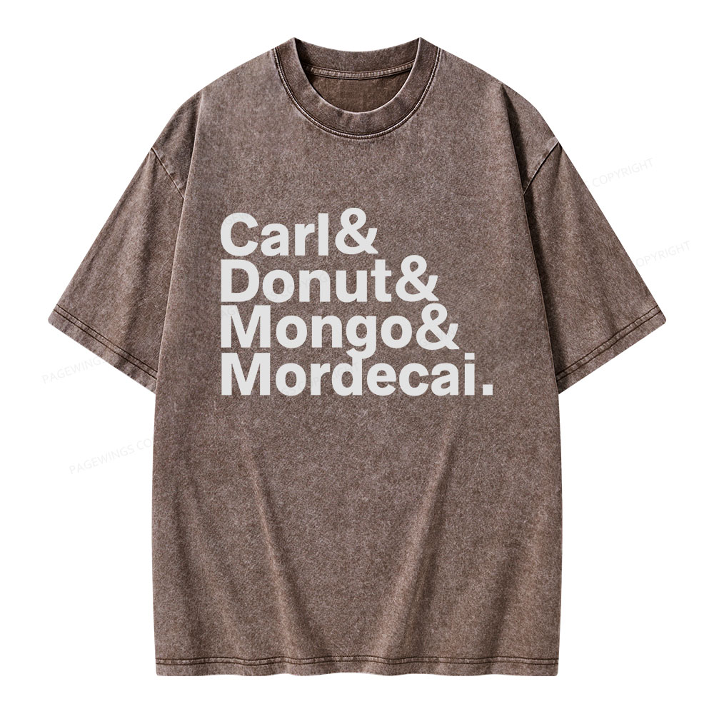 Pagewings Carl Donut Mongo Mordecai Unisex Washed T-shirt
