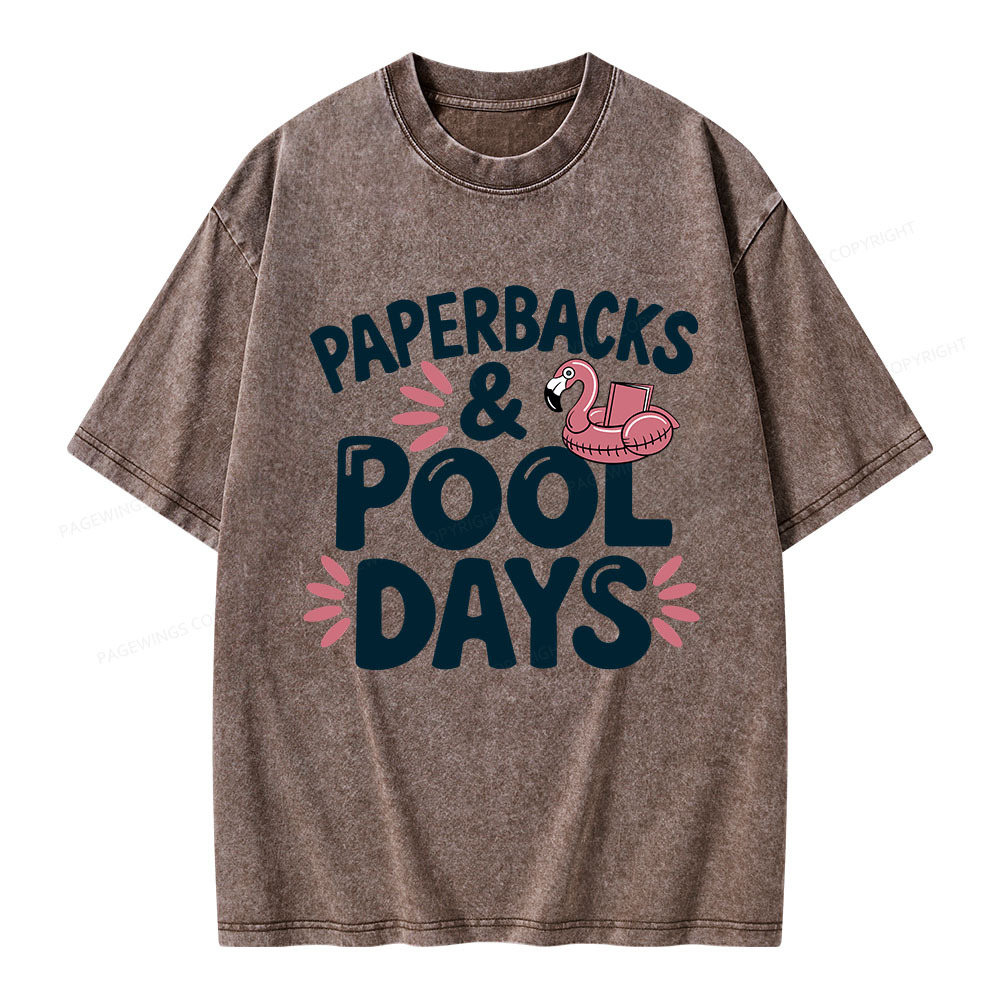 Pagewings Paperbacks And Pool Days Unisex Washed T-shirt