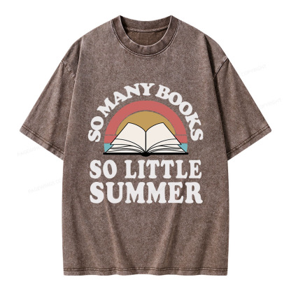 Pagewings So Many Books So Little Summer Unisex Washed T-shirt