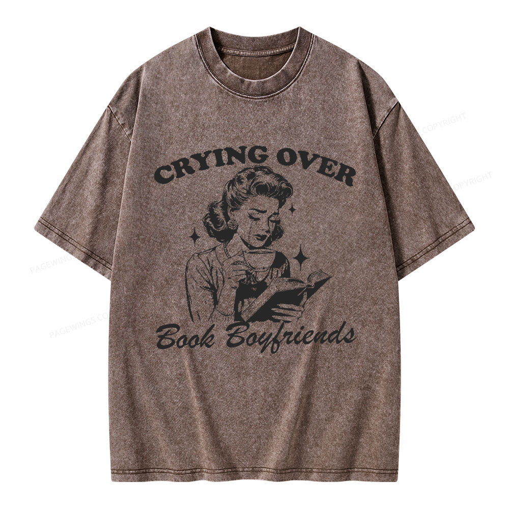 Pagewings Crying Over Book Boyfriends  Unisex Washed T-shirt