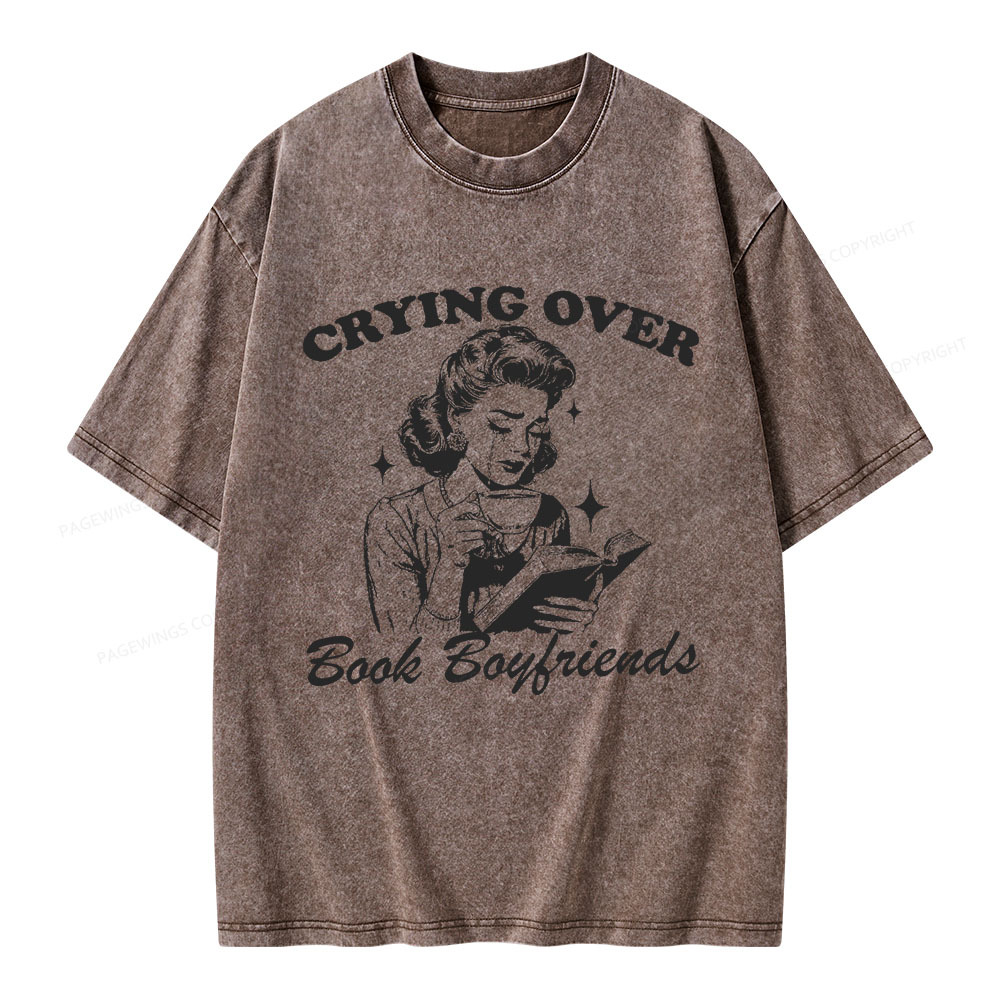 Pagewings Crying Over Book Boyfriends  Unisex Washed T-shirt