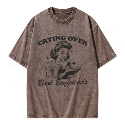 Pagewings Crying Over Book Boyfriends  Unisex Washed T-shirt