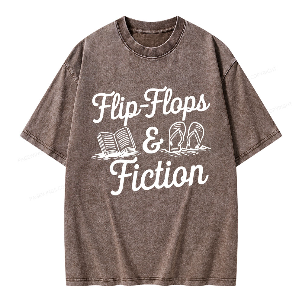 Pagewings Flip Flops And Fiction Unisex Washed T-shirt