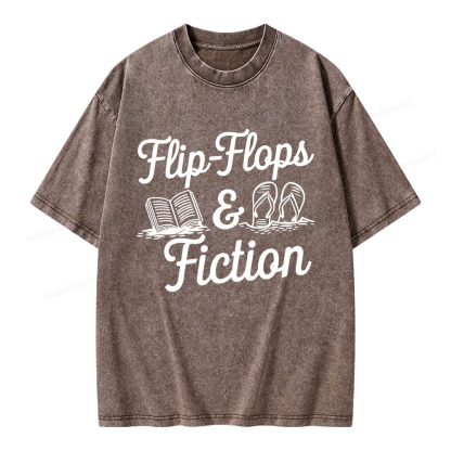 Pagewings Flip Flops And Fiction Unisex Washed T-shirt