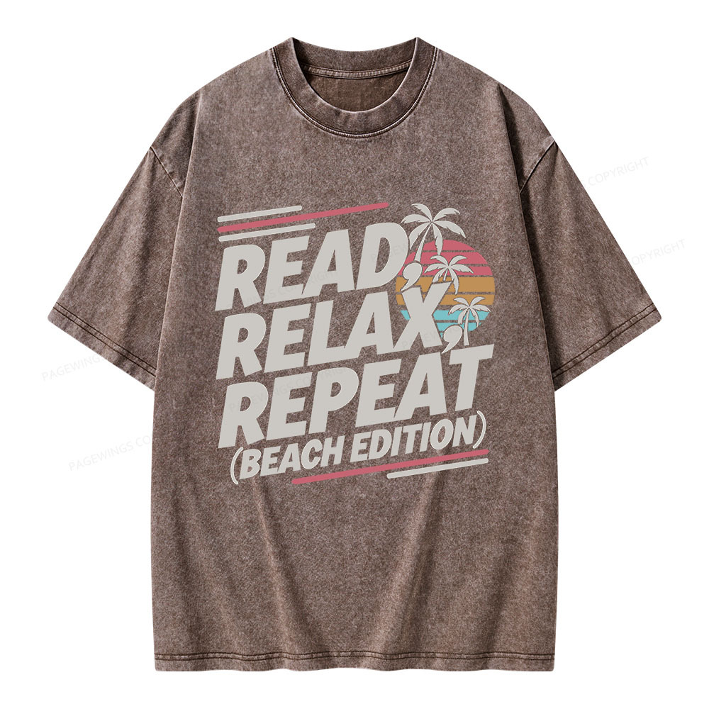Pagewings Read Relax Repeat Unisex Washed T-shirt