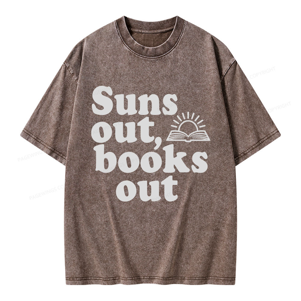 Pagewings Suns Out Books Out Unisex Washed T-shirt