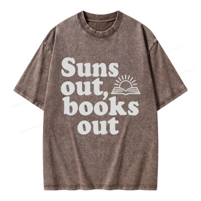 Pagewings Suns Out Books Out Unisex Washed T-shirt