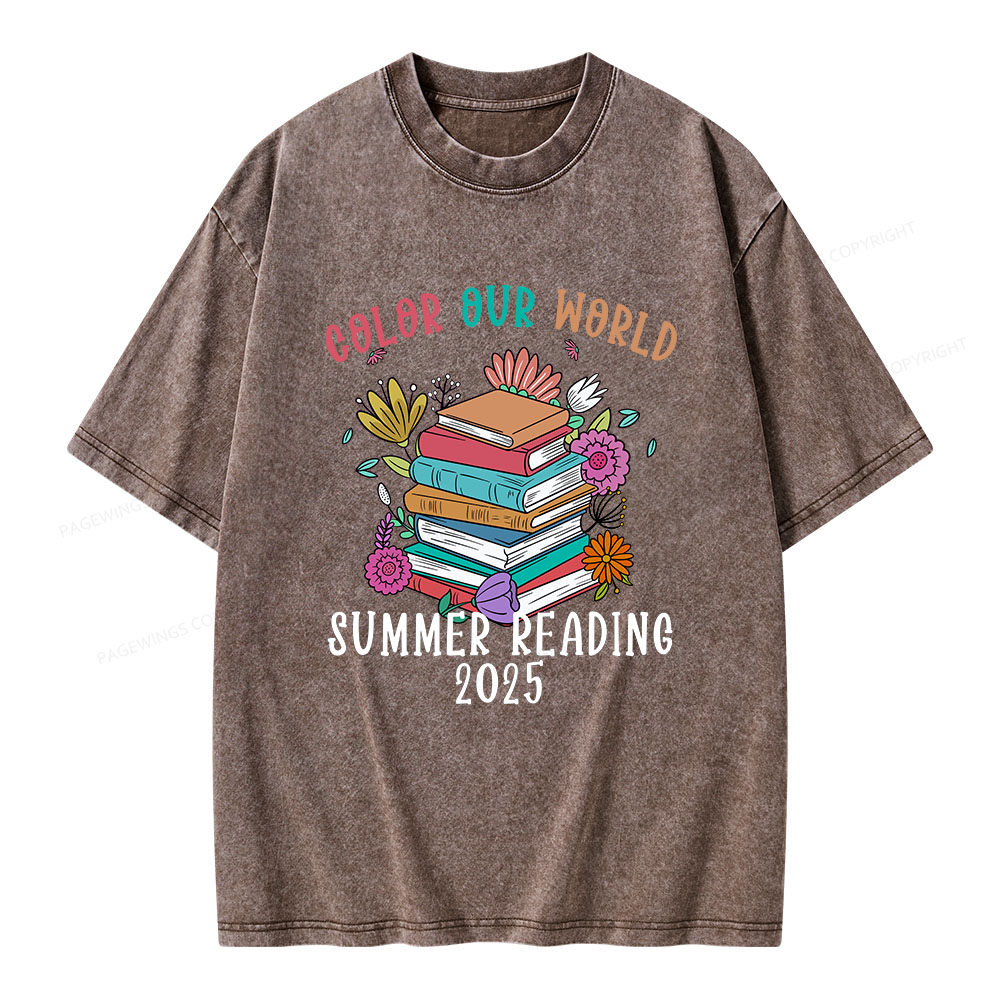 Pagewings Summer Reading 2025 Unisex Washed T-shirt