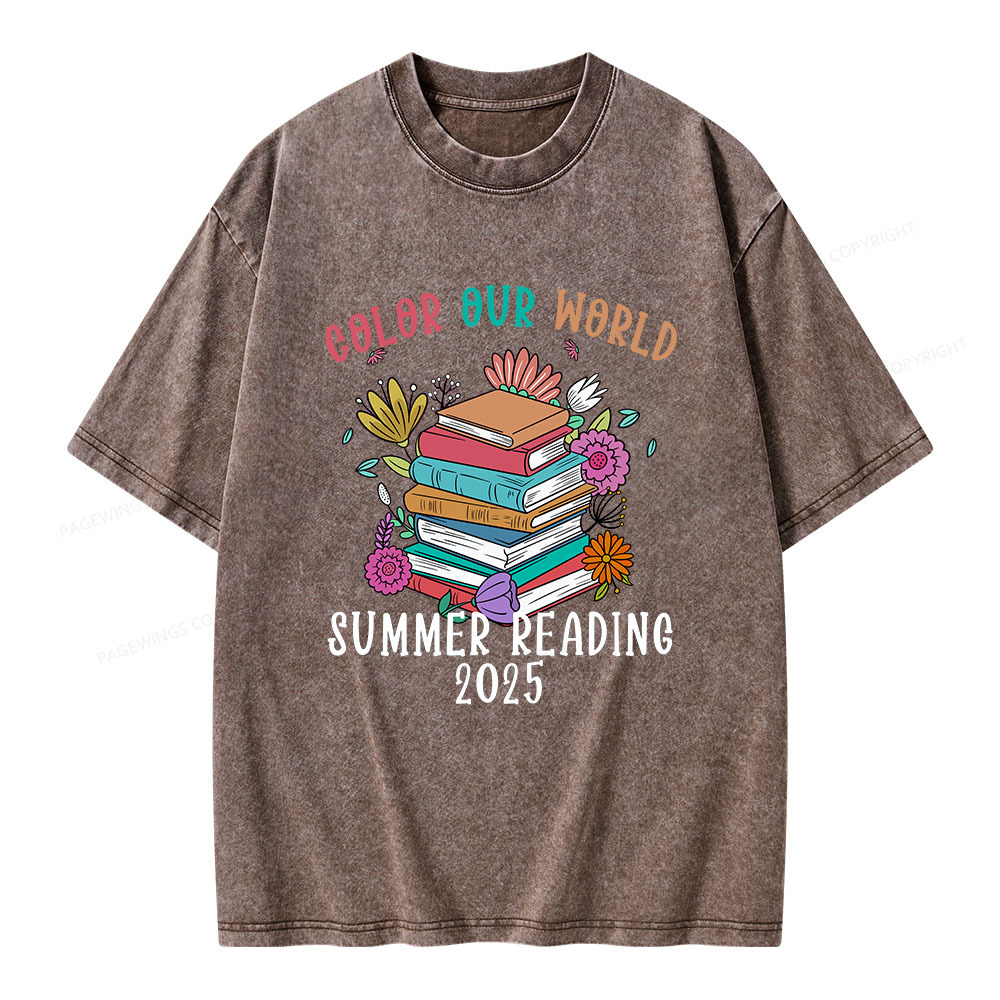 Pagewings Summer Reading 2025 Unisex Washed T-shirt