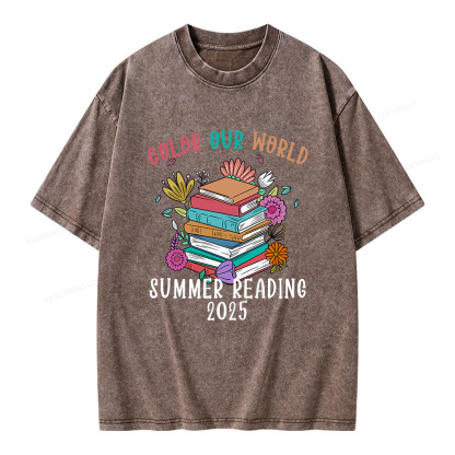 Pagewings Summer Reading 2025 Unisex Washed T-shirt