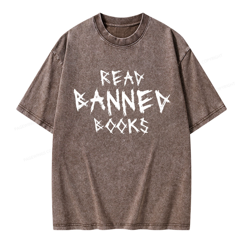 Pagewings I Read Banned Books Unisex Washed T-shirt