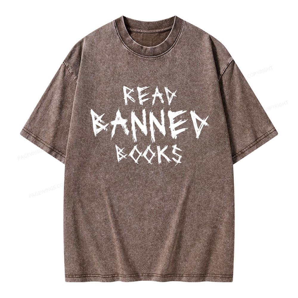 Pagewings I Read Banned Books Unisex Washed T-shirt