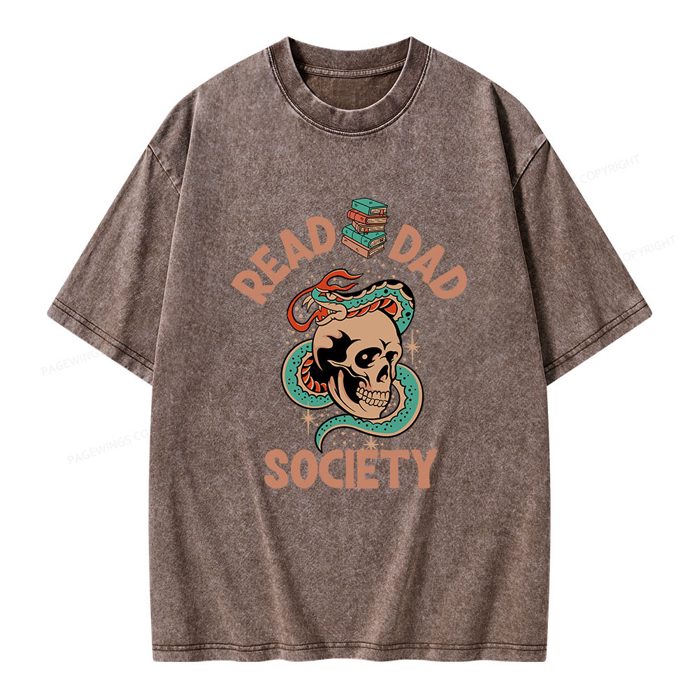 Pagewings Read Dad Society Unisex Washed T-shirt