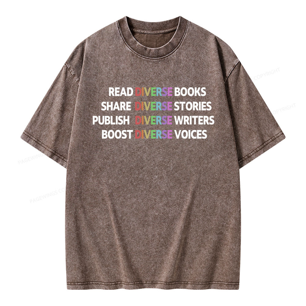 Pagewings Read Diverse Books Unisex Washed T-shirt