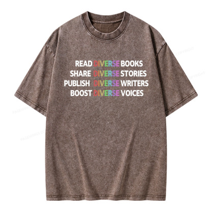 Pagewings Read Diverse Books Unisex Washed T-shirt
